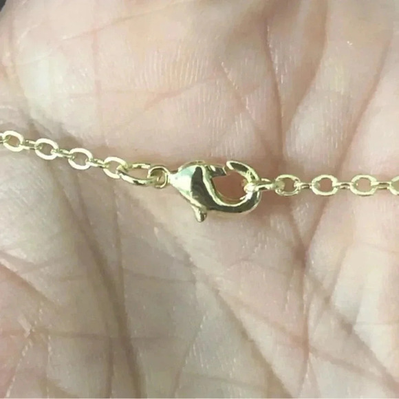 Handmade Pink Hearts Valentines Love Sparkle Coquette Resin Gold Necklace New - Picture 3 of 3